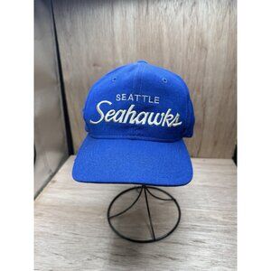 Vtg NFL Seattle Seahawks Sports Specialties Script Wool SnapBack Hat Distressed